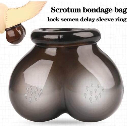 Male Penis Lock Semen Scrotum Bondage Bag Ball Stretcher Cock Ring Ejaculation Delay Erotic Sex Toys For Men Dick Adult Tools