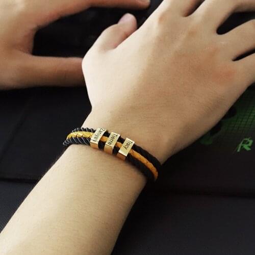 MYLONGINGCHARM Customized Names Beads Men Bracelets Multicolor Bracelt Personalize gift for boyfriend husband Vantines day gift