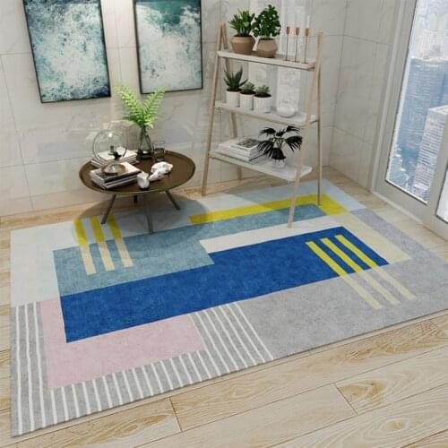 Modern Geometric Stripe Palor Floor Mat Tea Table Blanket Living room Beside Area Rugs Child Play Non-slip Carpet Hoom Decor