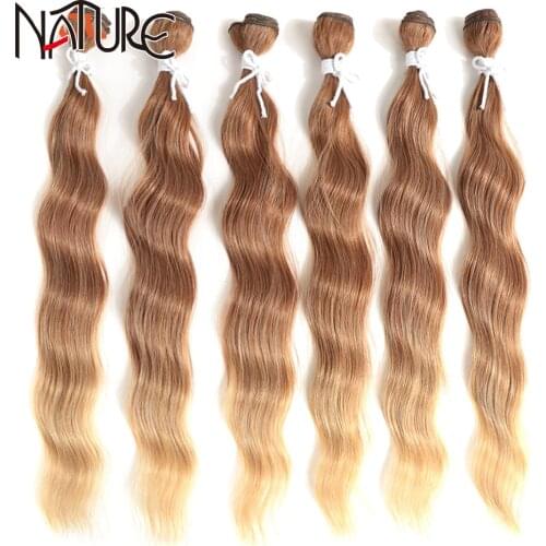 Nature Hair Weave Loose Wave Hair Bundles Synthetic Hair Extensions 20 inch Ombre Blonde High Temperature Fiber Free Shipping