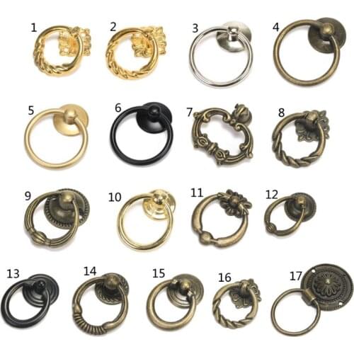 OOTDTY 1PC Antique Furniture Handles Drawer Cabinet Door Knobs Pull Handles Retro Home Office Decor 17 Styles
