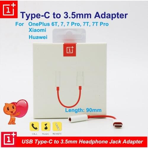 Original Oneplus Type C To 3.5mm Adapter Earphone Jack Headphone Converter Cable Aux Audio for Oneplus 7 7Pro 7T 6T 1