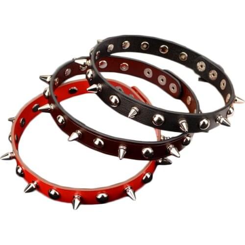 Genuine Leather Personality Rivet Slave Collar Fetish Sex Toys Necklace Master Slave Couple Jewelry Sexy Collar High Quality