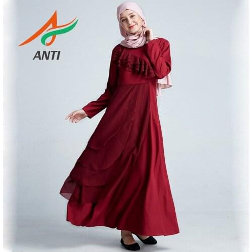 ANTI Women Plus Size Burgundy Evening Dress Elegant Scoop Satin Formal Gowns Celebrity Dress A-Line Wedding Party Muslim Custom