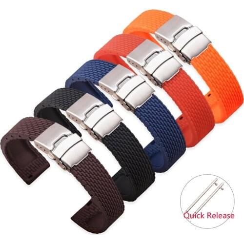 18mm 20mm 22mm 24mm Silicone Band for Huawei Watch GT/2/2e/Pro Samsung Galaxy Active 2 S3 Folding Buckle Wrist Strap Bracelet