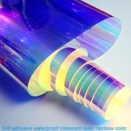 Self Adhesive Laser Radiant Hologram Rainbow Color,Waterproof Irridescent PE Film for DIY/Home/Building Glass Decoration