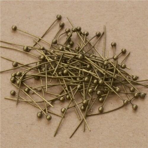Free Shipping 200pcs Bronze Plated Ball Head Pins 0.5x20 25 30 40 50mm Jewelry Making Findings Wholesale