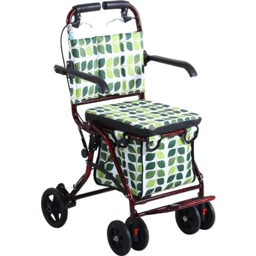 Folding Portable Rollator Walker with Seat and Wheels, Thicken Steel Frame Supports 220LBS Elderly Shopping Cart