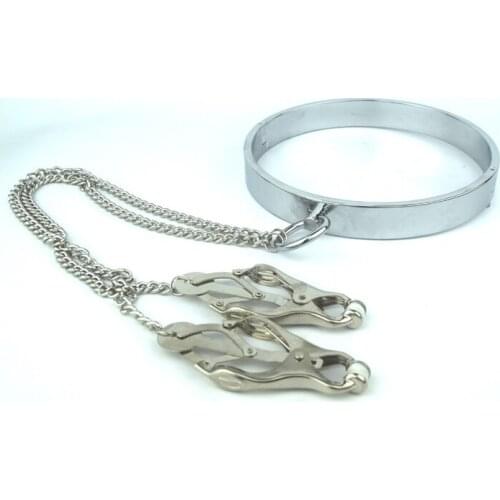 Adult supplies stainless steel butterfly toy male offbeat clip neck collar round Neck ring clamp,Nipple clamps,Breast folder