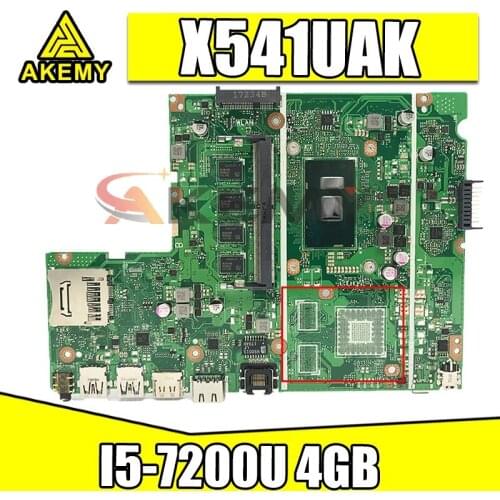High quality 60NB0CF0-MB6110 For ASUS X541UAK Laptop Motherboard X541UVK REV2.0 Main Board SR2ZU I5-7200U 4GB 100% Tested