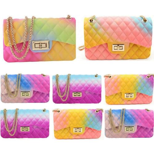 Jelly Purses Mini Handbags Pvc Rainbow Color Small Crossbody Bags for Women Summer Shoulder Bag Ladies Hand Bags Sac Main Femme
