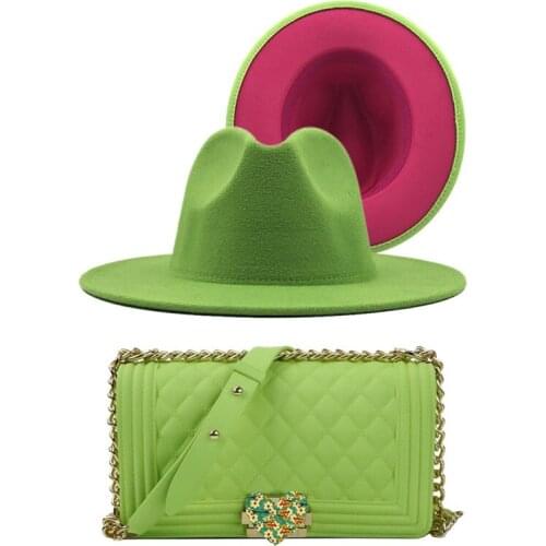 Womens Felt Fedora Hat Wide Brim Panama Cowboy Hat double-sided color matching jazz woolen hat wholesale