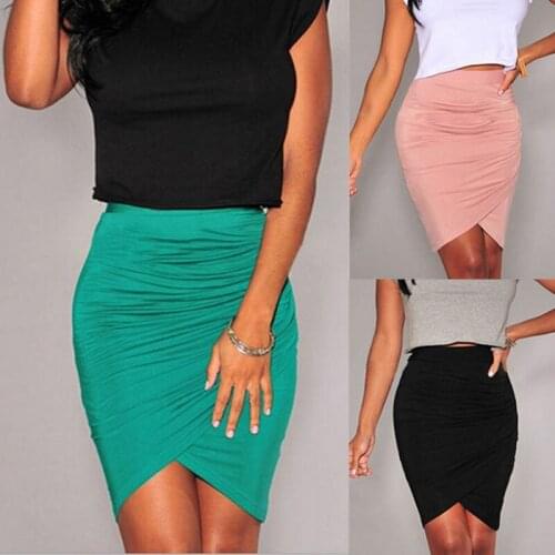 Womens Slim Fitted Mini Straight Pencil Skirt High Waist Career Skirt