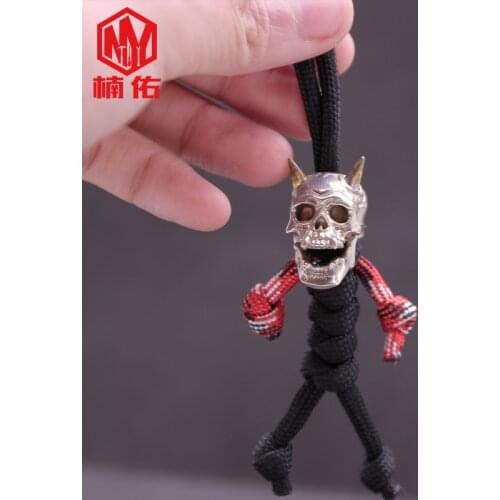 1PCS EDC Handmade Keychain Pendant White Copper Demon Duke Paracord Knife Beads