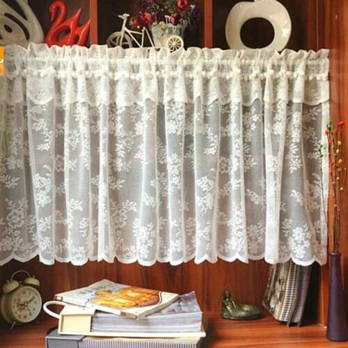 1pc Rod Pocket White Pink Color Yarn Short Curtains Valance Tie for Window Voile Drapes Roman Tulle Kitchen Cafe