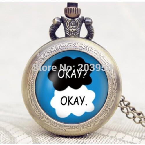 2017 1pcs/lot Handmade Fault In Our Stars Okay? Okay! pocket watch locket necklace best friends gift Bridesmaid chain jewelry