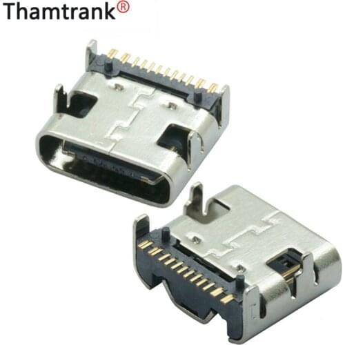 100pcs/lot Type C 16 Pin SMT Socket Connector USB 3.1 Type-C Female Placement SMD DIP for PCB design DIY high current charging