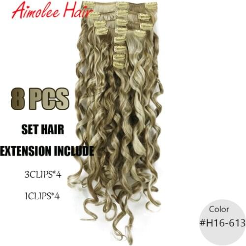 20inches 8pcs/set Natural Synthetic Long Wavy Hairpiece Clip In Hair Extensions 20 Color 16 Clip High Temperature Fiber