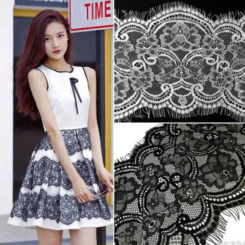 3meters Eyelash Lace fabric Bending French Underwear Accessories Eyelash Lace ribbons width 16.5cm DIY dress needlework sewing