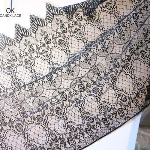3 yards soft and 66 cm wide black eyelash lace garment accessories skirt fitting hand DIY lace fabric fabric fabric