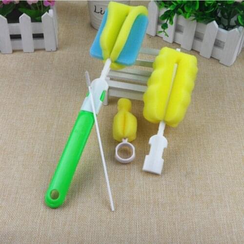 4 Pcs/set Sponge Brush Baby Bottle Cup Glass Pacifier Washing Clean Cleaner Tools Color Random delivery