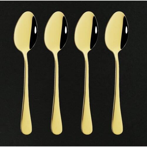 4Pcs/Set Gold Dinnerware Spoon Set Stainless Steel Cutlery Set Dinner Set Coffee Tea Spoon Tableware Home Kitchen Silverware Set