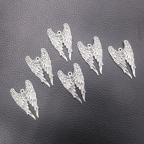 6pcs/lot Silver Plated Wing Charm Metal Pendants DIY Necklaces Bracelets Jewelry Handicraft Accessories 39*24mm P493