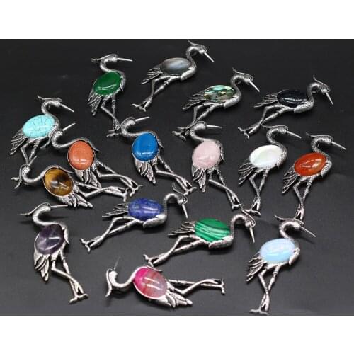 Animal Shape Accessories Natural Stone Alloy Ostrich-Shaped Pendant For DIY DecorationBracelets Necklaces Etc