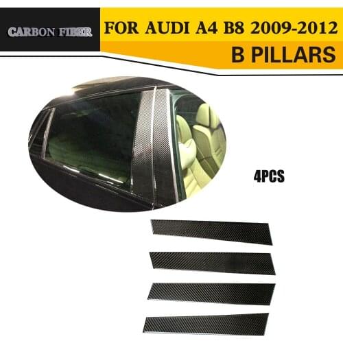 Car-Styling Carbon Fiber B Pillar Trim Cover For Audi A4 B8 2009-2012