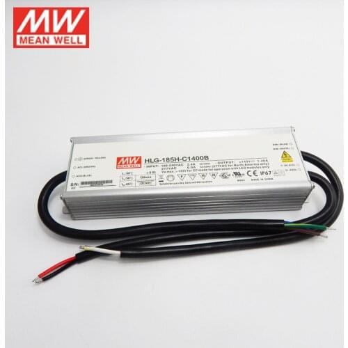 MEAN WELL Dimming Power Supply HLG-185H-C1400B 1400mA 200W IP67 waterproof Dimmable LED driver for 4pcs CREE CXB3590 led