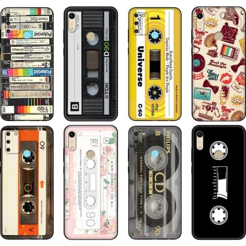 Black tpu Case For Honor 8a Prime 8s 9 10X Lite 9A 9C 9X Premium Pro 9S Case Cover RETRO CLASSIC CASSETTE