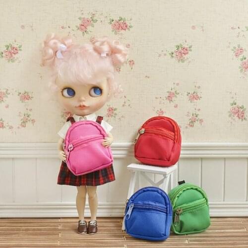 1PCS Cute Blyth School Bag for dolls 7.5cm Canvas Bag Mini Backpack for Blyth Pullip Licca Dolls Accessories