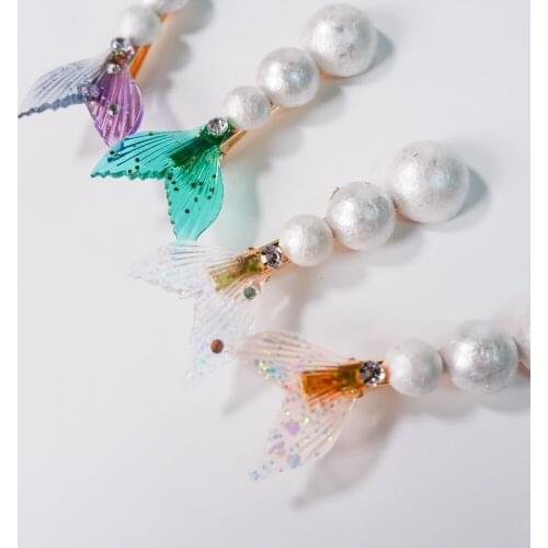 INS Style Duckbill Clip Ocean Style Starfish Shell Pink Crystal Fringe Clip Side Clip Mermaid Hair Clips Hair Accessories Female