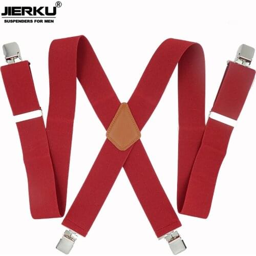 JIERKU Suspenders Mans Braces 4 Clips Suspensorio Trousers Strap Adjustable Father/Husbands Gift 5.0*120cm JK4C01