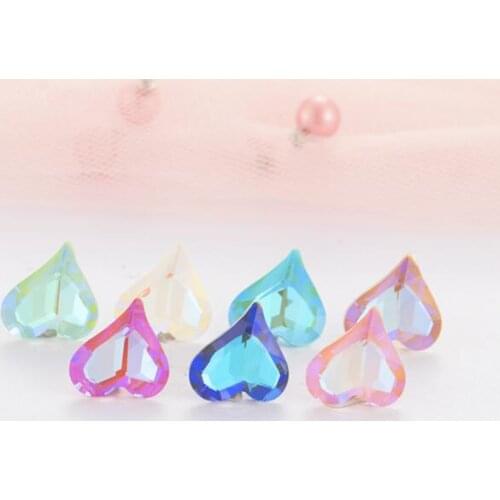 K9 Mocha AB 12x19mm Heart Shape Glass Crystal Fancy Stone Pointback Rhinestone Mix Colors Jewelry Beads No Holes