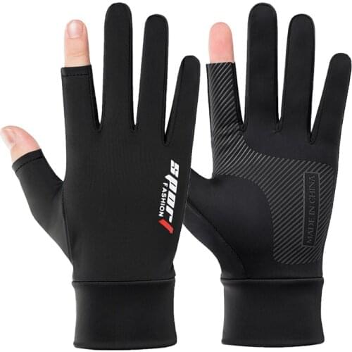 Summer Motorcycle Cycling Gloves Men Ice Silk Non-Slip Fishing Gloves Thin Anti-UV Outdoor Sports Sun Protection Riding Gloves