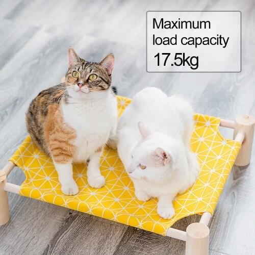 Summer Cat Hammock Bed Pet House Pet Sleeping Bed Mat House Pet Accessories Wood Canvas Cat Lounge Bed for Small Dogs Cats