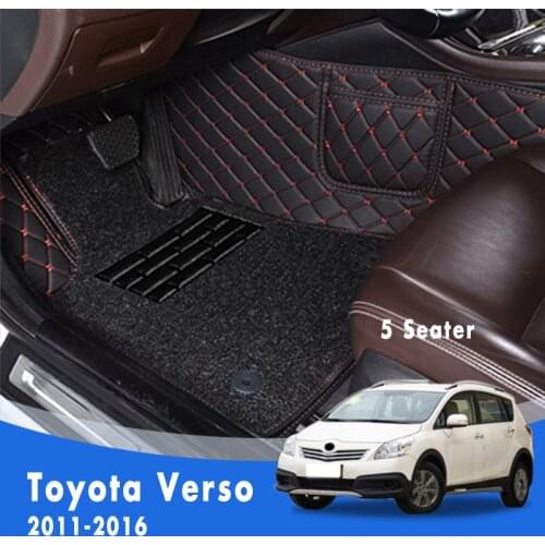 LHD Luxury Double layer Wire loop Carpets Car Floor Mats For Toyota Verso 2016 2015 2014 2013 2012 2011 (5 Seats) Auto Interior