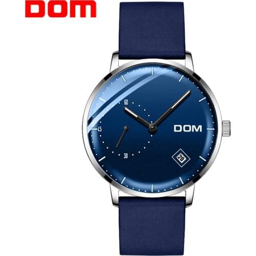 Mechanical Watches DOM Mens Fashion Minimalist Wrist Watch Analog Date With Leather Strap Man Quartz Wristwatches