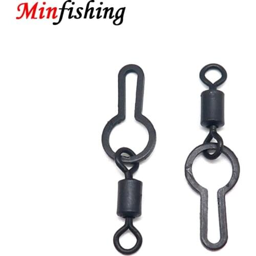 Minfishing 25 pcs/lot Black Carp Fishing Swivel with Ring Clip Hook Lure Connector Fishing Hook