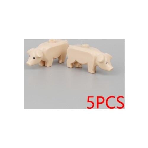 [MOC Hub] Pig Animals Building Blocks Brick Horse Crocodile Gorilla Tiger Kids Toys Animal Lockings Figures Assemble