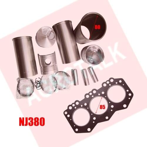 Set of piston, piston rings, piston pin, circlip and cylinder liner for Fengshou 254 with engine NJ380, part number