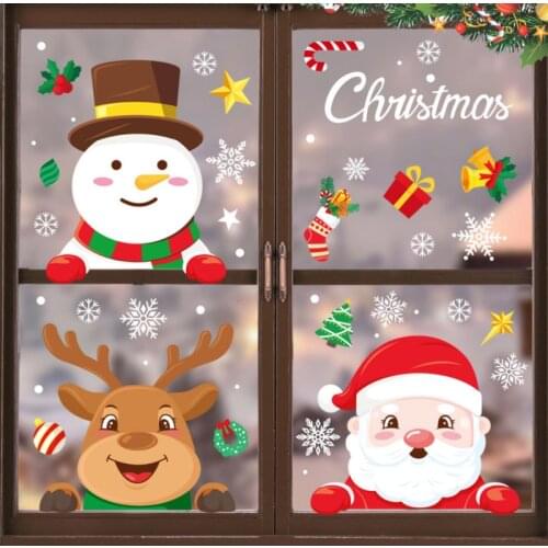 Christmas Snowflake Decoration Window Glass Stickers Christmas Party Decoration Santa Claus Gifts Electrostatic Stickers Navidad