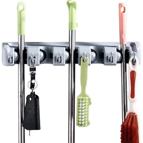 Wall-mounted Free Punch Bathroom Balcony Mop Broom Holder Rack Garage Storage Systems Broom Organizer For Garage Shelving Ideas