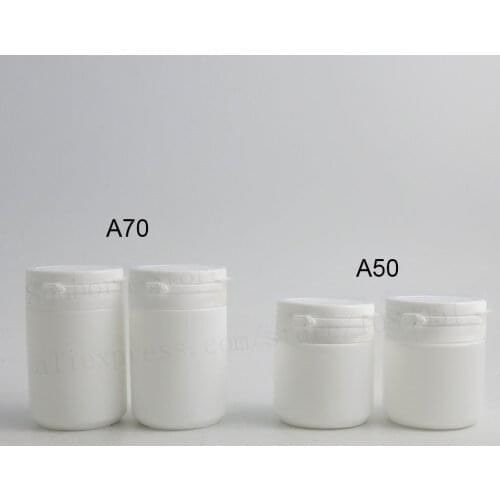 30pcs 50ml 70ml HDPE Plastic tearing-drawing cap candy bottles Medicine Bottles Capsules Container for w / tear cap