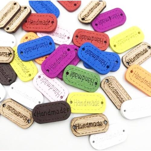 50Pcs Mix"Hand made" Wood Button Sewing Accessories Decoration Buttons Handmade Scrapbooking Craft DIY WB645
