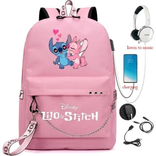 Stitch backpack Students Boys Girls back to school Bags Teens fashion USB Backpack cartoon Stitch printed school bags