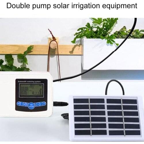 Double pomp solar energy drip irrigation watering system garden automatic LCD watering device watering kits garden tools