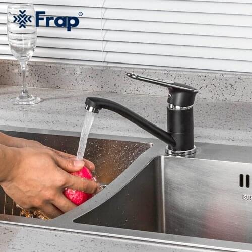 FRAP Black Kitchen Faucet Water Tap Single Handle Kitchen Sink Mixer Cold and Hot Water Kitchen Tap Deck Mounted Water Tap