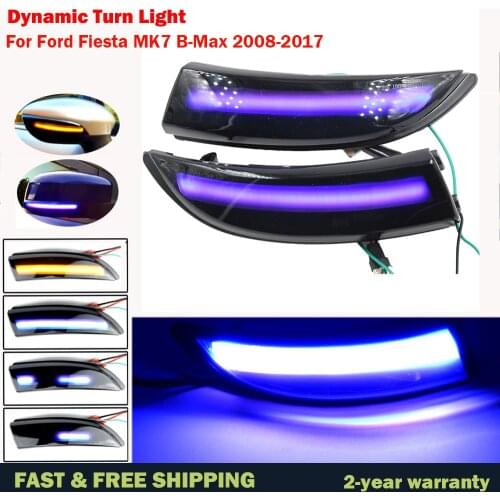 2Pcs LED Dynamic Turn Signal Light Side Mirror Sequential Indicator Blinker Lamp For Ford Fiesta MK6 VI /UK MK7 B-Max 2008-2017